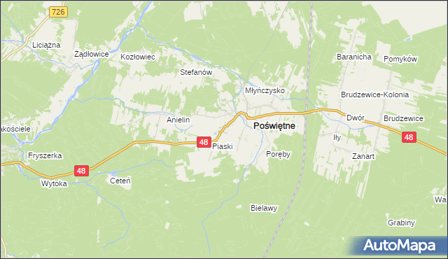 mapa Studzianna gmina Poświętne, Studzianna gmina Poświętne na mapie Targeo