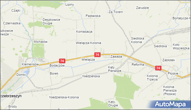 mapa Wielącza Poduchowna, Wielącza Poduchowna na mapie Targeo