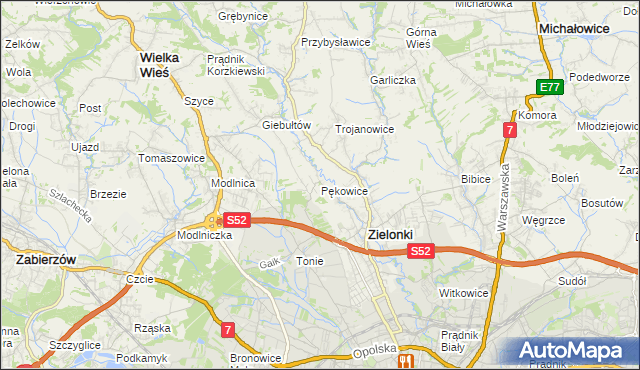 mapa Pękowice, Pękowice na mapie Targeo
