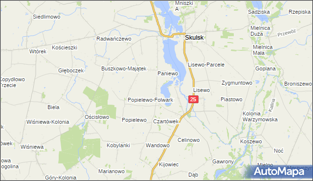 mapa Czartowo gmina Skulsk, Czartowo gmina Skulsk na mapie Targeo