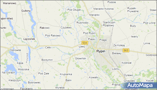mapa Ławy gmina Rypin, Ławy gmina Rypin na mapie Targeo