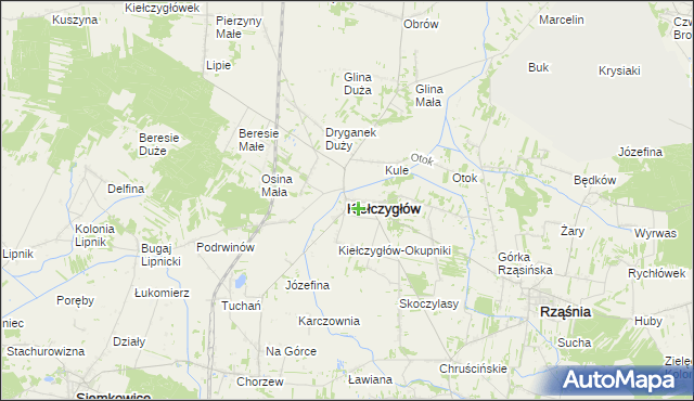 mapa Kiełczygłów, Kiełczygłów na mapie Targeo