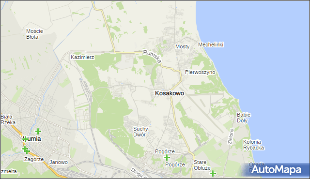 mapa Kosakowo powiat pucki, Kosakowo powiat pucki na mapie Targeo