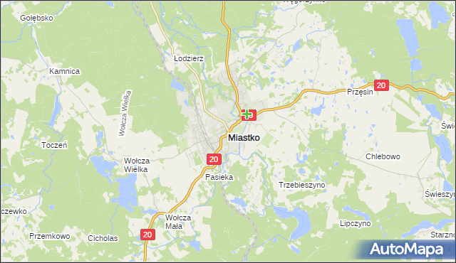 mapa Miastko powiat bytowski, Miastko powiat bytowski na mapie Targeo