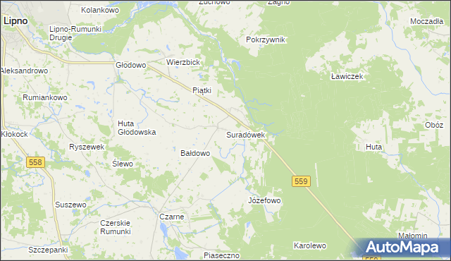 mapa Suradówek, Suradówek na mapie Targeo