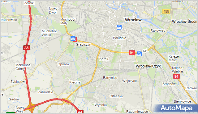 mapa Borek gmina Wrocław, Borek gmina Wrocław na mapie Targeo