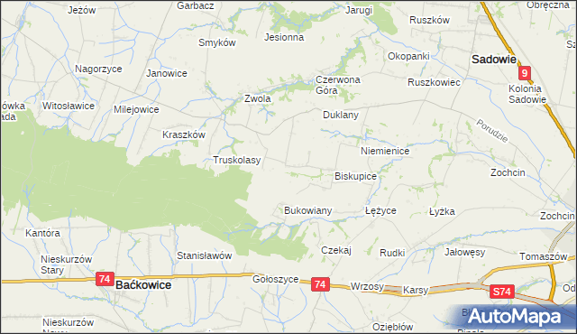 mapa Michałów gmina Sadowie, Michałów gmina Sadowie na mapie Targeo