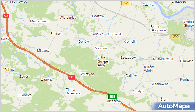 mapa Góra Świętej Anny gmina Żukowice, Góra Świętej Anny gmina Żukowice na mapie Targeo