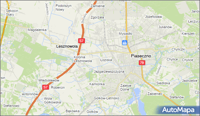 mapa Łoziska, Łoziska na mapie Targeo