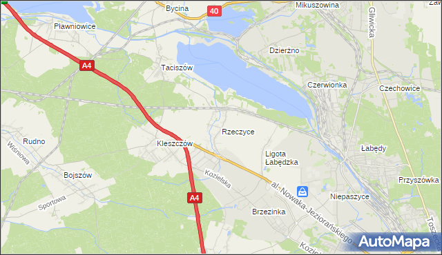 mapa Rzeczyce gmina Rudziniec, Rzeczyce gmina Rudziniec na mapie Targeo