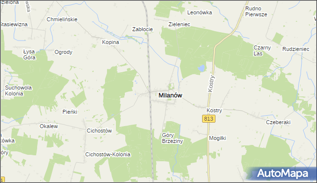 mapa Milanów powiat parczewski, Milanów powiat parczewski na mapie Targeo