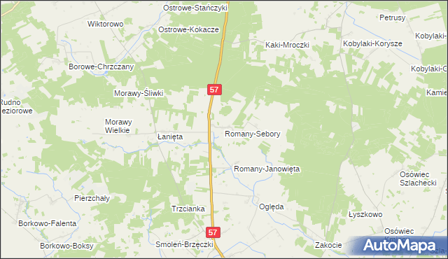 mapa Romany-Sebory, Romany-Sebory na mapie Targeo
