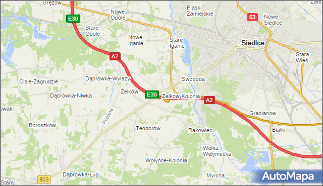 mapa Żelków-Kolonia, Żelków-Kolonia na mapie Targeo