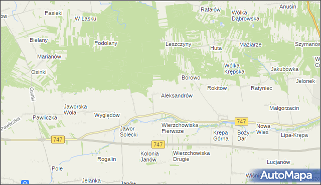 mapa Aleksandrów gmina Sienno, Aleksandrów gmina Sienno na mapie Targeo