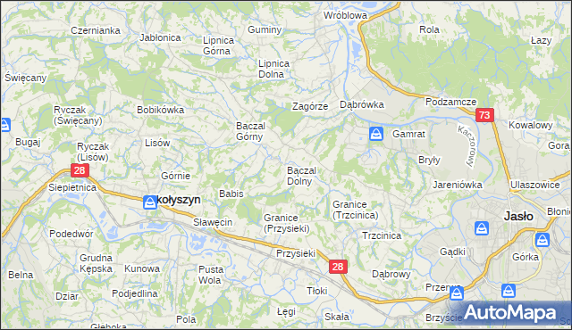 mapa Bączal Dolny, Bączal Dolny na mapie Targeo