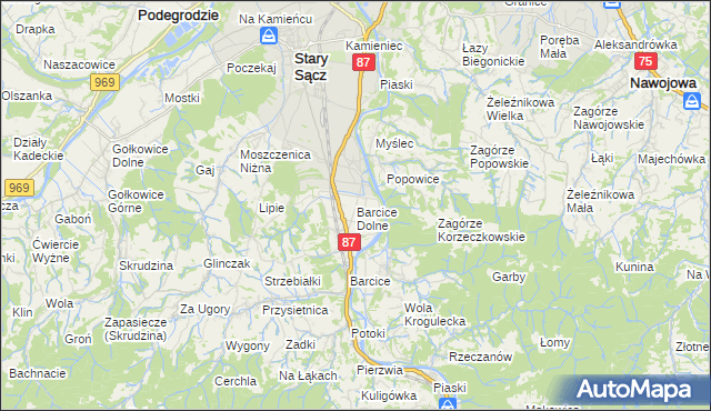 mapa Barcice Dolne, Barcice Dolne na mapie Targeo