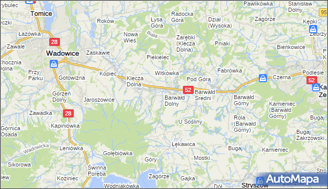 mapa Barwałd Dolny, Barwałd Dolny na mapie Targeo