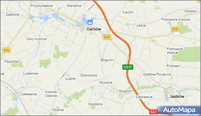mapa Bogucin gmina Garbów, Bogucin gmina Garbów na mapie Targeo