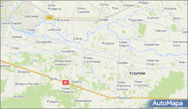 mapa Borowo gmina Krzymów, Borowo gmina Krzymów na mapie Targeo
