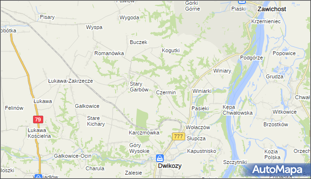 mapa Czermin gmina Dwikozy, Czermin gmina Dwikozy na mapie Targeo