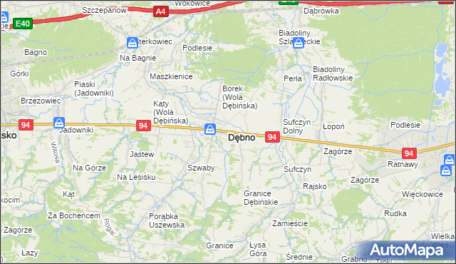 mapa Dębno powiat brzeski, Dębno powiat brzeski na mapie Targeo