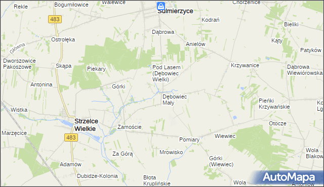 mapa Dębowiec Mały, Dębowiec Mały na mapie Targeo