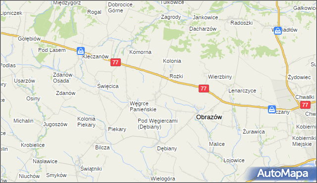 mapa Głazów gmina Obrazów, Głazów gmina Obrazów na mapie Targeo