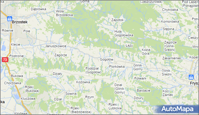 mapa Gogołów gmina Frysztak, Gogołów gmina Frysztak na mapie Targeo