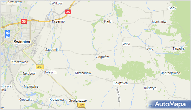 mapa Gogołów gmina Świdnica, Gogołów gmina Świdnica na mapie Targeo
