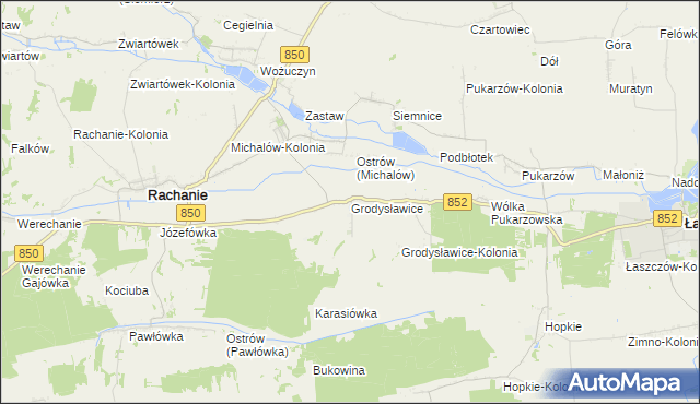 mapa Grodysławice, Grodysławice na mapie Targeo