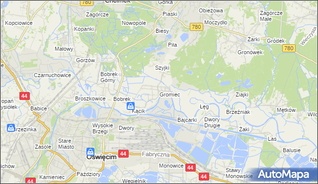 mapa Gromiec, Gromiec na mapie Targeo