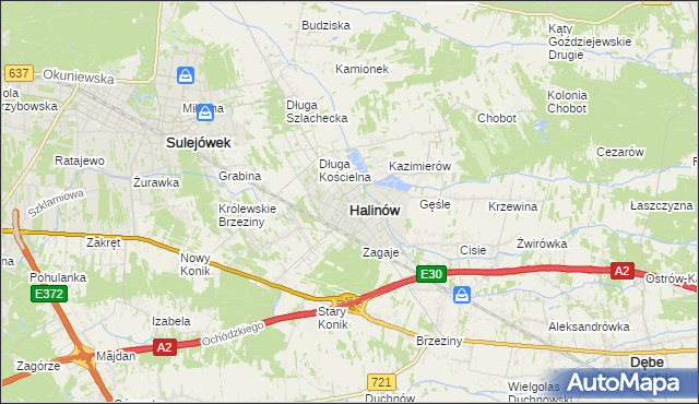 mapa Halinów powiat miński, Halinów powiat miński na mapie Targeo