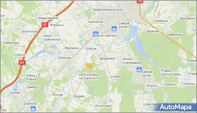 mapa Jazgarzew, Jazgarzew na mapie Targeo