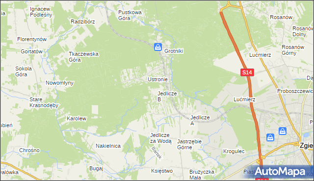 mapa Jedlicze B, Jedlicze B na mapie Targeo