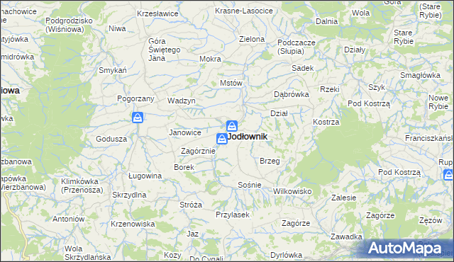 mapa Jodłownik, Jodłownik na mapie Targeo