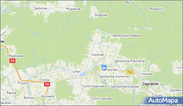 mapa Kołomań, Kołomań na mapie Targeo