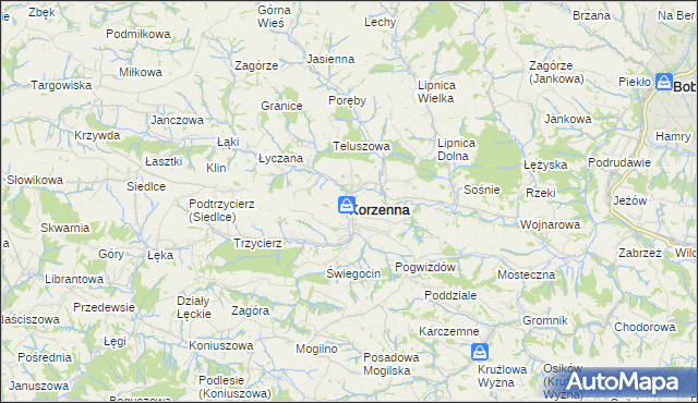 mapa Korzenna, Korzenna na mapie Targeo