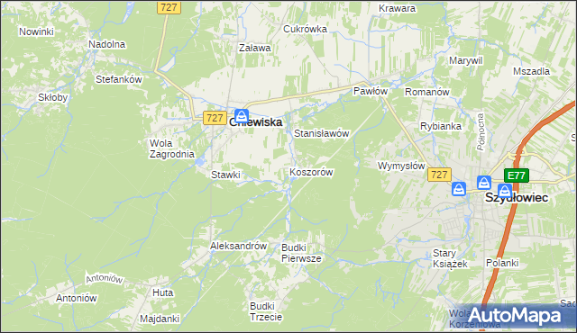 mapa Koszorów, Koszorów na mapie Targeo