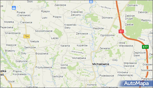 mapa Kozierów, Kozierów na mapie Targeo