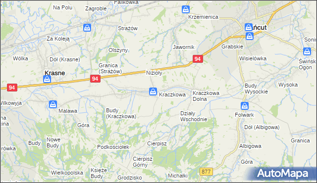 mapa Kraczkowa, Kraczkowa na mapie Targeo