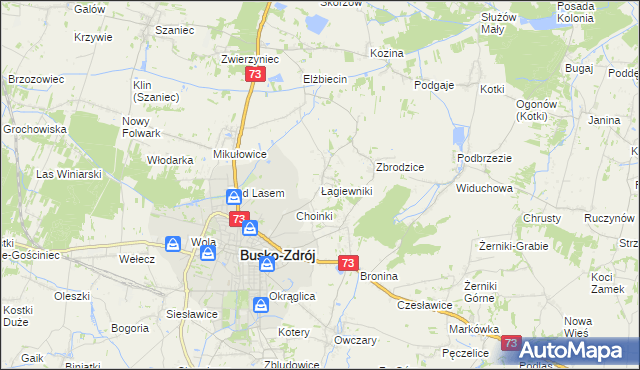 mapa Łagiewniki gmina Busko-Zdrój, Łagiewniki gmina Busko-Zdrój na mapie Targeo