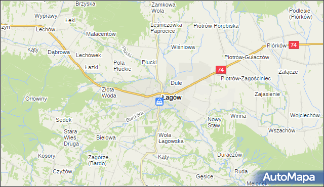 mapa Łagów powiat kielecki, Łagów powiat kielecki na mapie Targeo