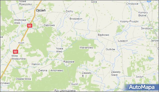 mapa Marianowo gmina Sońsk, Marianowo gmina Sońsk na mapie Targeo