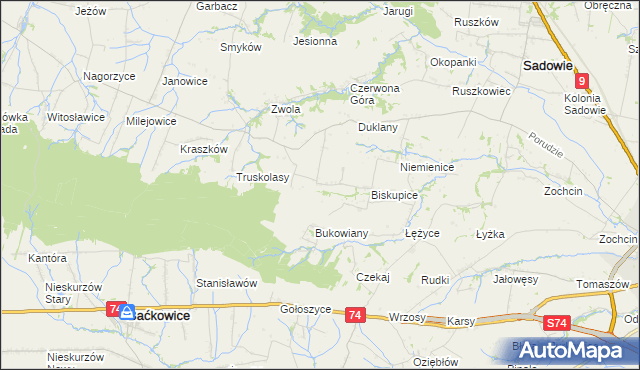 mapa Michałów gmina Sadowie, Michałów gmina Sadowie na mapie Targeo