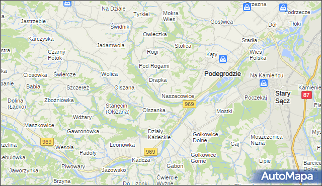 mapa Naszacowice, Naszacowice na mapie Targeo