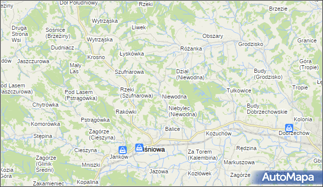 mapa Niewodna, Niewodna na mapie Targeo