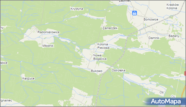 mapa Nowa Bogacica, Nowa Bogacica na mapie Targeo