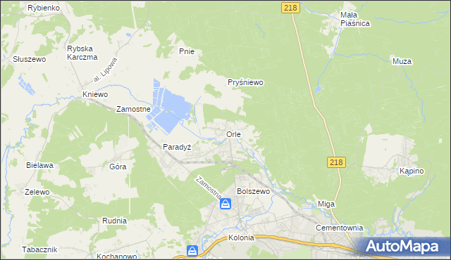 mapa Orle gmina Wejherowo, Orle gmina Wejherowo na mapie Targeo