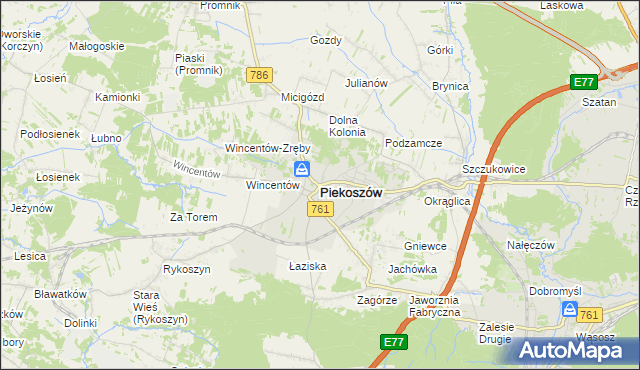 mapa Piekoszów, Piekoszów na mapie Targeo