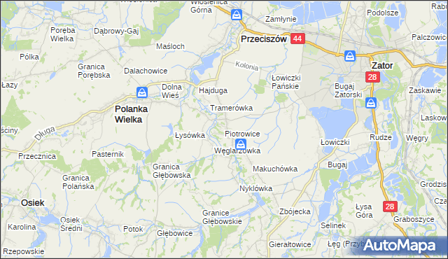 mapa Piotrowice gmina Przeciszów, Piotrowice gmina Przeciszów na mapie Targeo